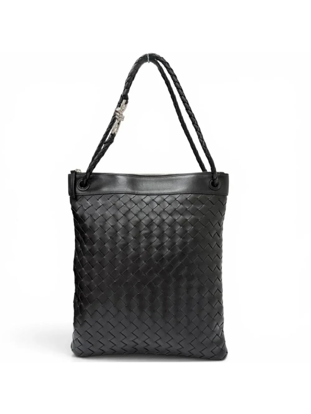 Bottega Veneta Andiamo Leather Intrecciato Messenger Flat Shoulder